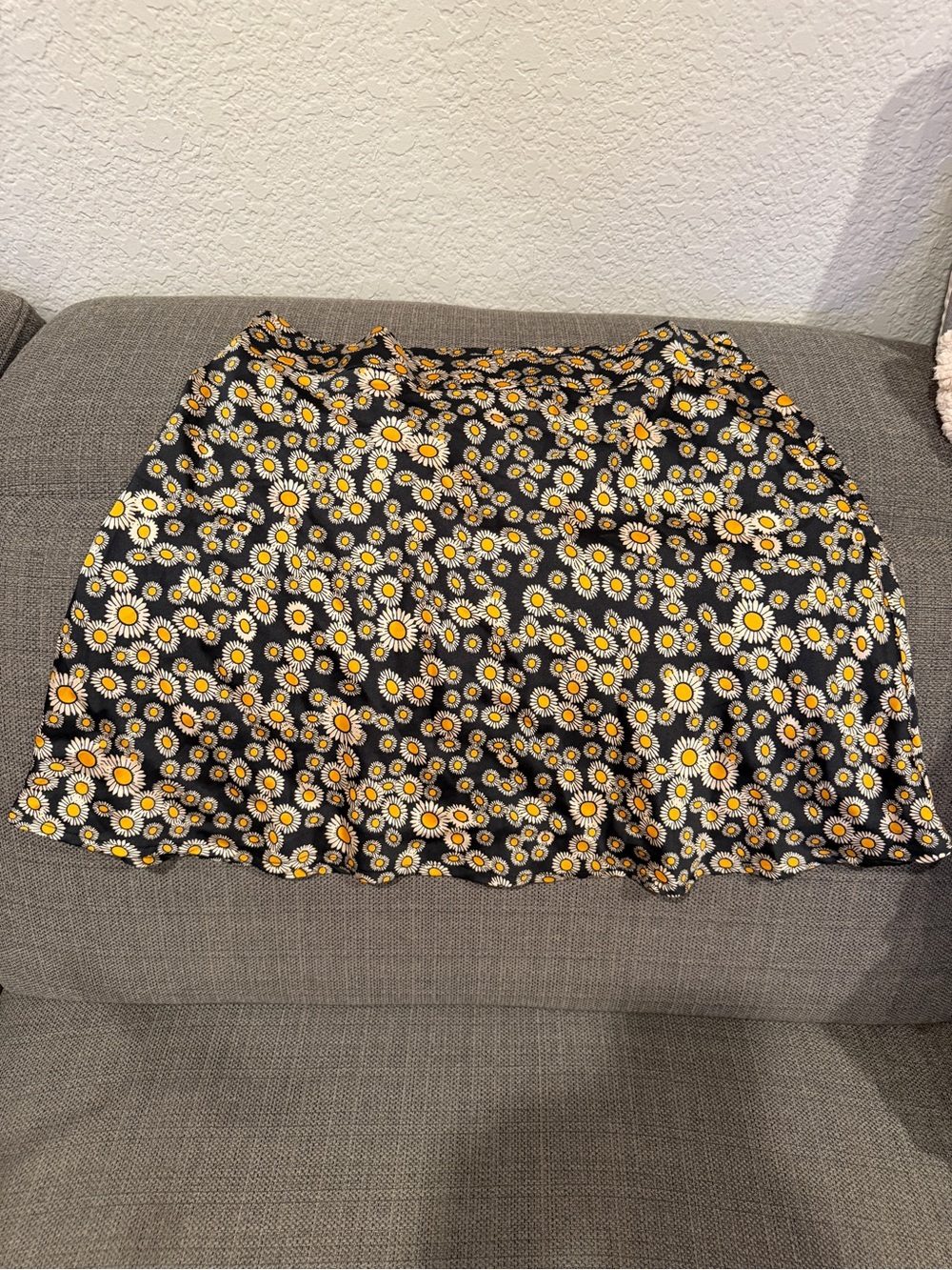 Free People Black A-Line Skirt with Yellow & White Daisy Print